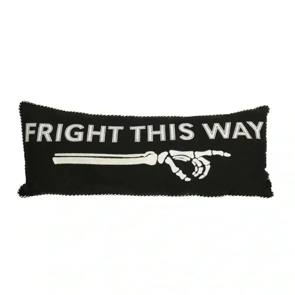 NEW LED LIGHT UP Embroidered Accent / Throw Pillow FRIGHT THIS WAY - SO FUN!!!